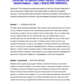 Jo Spence Power Lecture 'Towards the Social Imagery' - Tape 1 Side B - Transcript