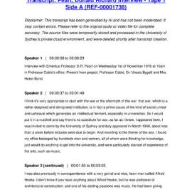 Peart, Donald Richard Interview - Tape 1 Side A - Transcript