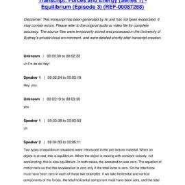 Forces and Energy (Series 1) - Equilibrium (Episode 3) - Transcript