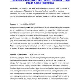 Evans, JW (Faith Rachel) Interview - Tape 2 Side A - Transcript