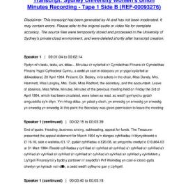 Sydney University Women's Union Minutes Recording - Tape 1 Side B - Transcript