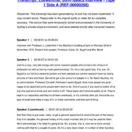 Loewenthal, John Isaacs Interview - Tape 1 Side A - Transcript