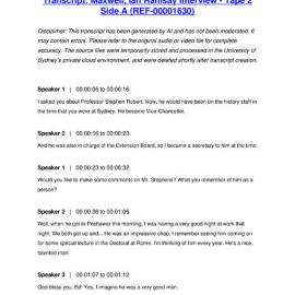 Maxwell, Ian Ramsay Interview - Tape 2 Side A - Transcript