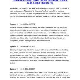 Craig, David Parker Interview - Tape 2 Side A - Transcript