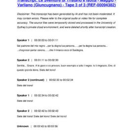 Le Sventure di Tristano e Isotta - Maggio - Varliano (Giuncugnano) - Tape 3 of 3 - Transcript