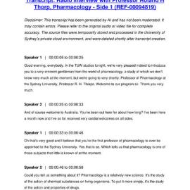 Radio Interview with Professor Roland H Thorp, Pharmacology - Side 1 - Transcript