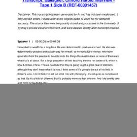 Gallagher, Clifford Harold Interview - Tape 1 Side B - Transcript