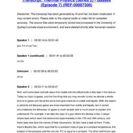 Thermal Physics (Series 2) - Gasses (Episode 7) - Transcript