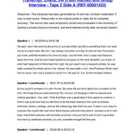Evans, JW (Faith Rachel) and Group Interview - Tape 2 Side A - Transcript