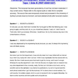 Christiansen, Wilbur Norman Interview - Tape 1 Side B - Transcript