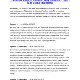 Liggins, Elizabeth Mary Interview - Tape 1 Side B - Transcript