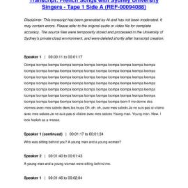 French Songs with Sydney University Singers - Tape 1 Side A - Transcript