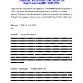 A Personal View Lecture 14: Impressionism - Transcript