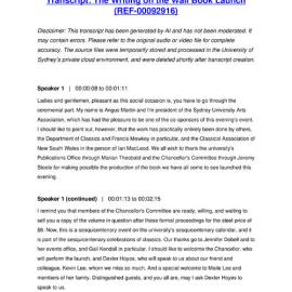The Writing on the Wall Book Launch - Transcript