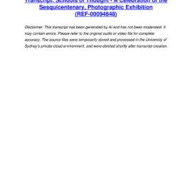 Schools of Thought - A Celebration of the Sesquicentenary, Photographic Exhibition - Transcript