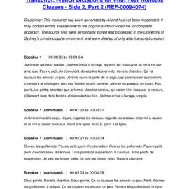 French Dictations for Fifth Year Honours Classes - Side 2, Part 2 - Transcript
