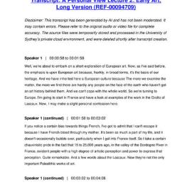 A Personal View Lecture 2: Early Art, Long Version - Transcript