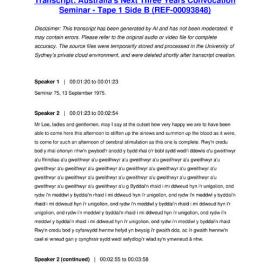 Australia's Next Three Years Convocation Seminar - Tape 1 Side B - Transcript
