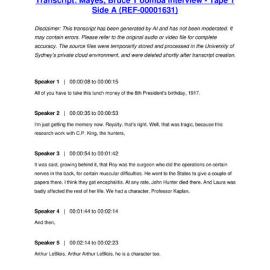 Mayes, Bruce T’oomba Interview - Tape 1 Side A - Transcript