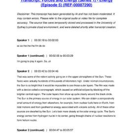 Forces and Energy (Series 1) - Energy (Episode 5) - Transcript