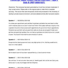 Maze, Wilson Harold Interview - Tape 2 Side B - Transcript