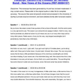 Lecture 4 by Professor Sir Hermann Bondi - New Views of the Oceans - Transcript