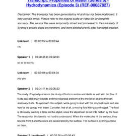 Properties of Matter (Series 6) - Hydrodynamics (Episode 3) - Transcript