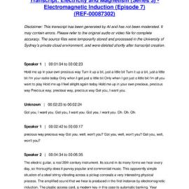 Electricity and Magnetism (Series 3) - Electromagnetic Induction (Episode 7) - Transcript