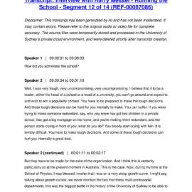 Interview with Harry Messel - Running the School - Segment 12 of 14 - Transcript