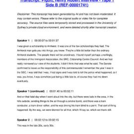 Pigott, Henry Robert Interview - Tape 1 Side B - Transcript