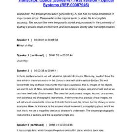 Optics (Series 4) - First Version - Optical Systems - Transcript