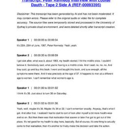 Peter Kennedy Interview with Louise Dauth - Tape 2 Side A - Transcript