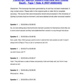 Marilyn Walters Interview with Louise Dauth - Tape 1 Side A - Transcript