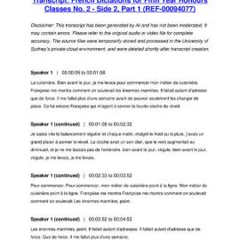 French Dictations for Fifth Year Honours Classes No. 2 - Side 2, Part 1 - Transcript