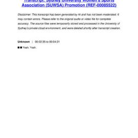 Sydney University Women's Sports Association (SUWSA) Promotion - Transcript