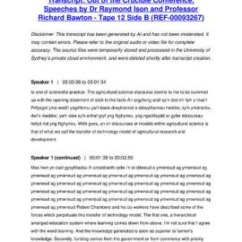 Out of the Crucible Conference, Speeches by Dr Raymond Ison and Professor Richard Bawton - Tape 12 Side B - Transcript