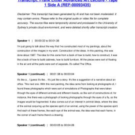 Frank Littler Advanced Art Lecture - Tape 1 Side A - Transcript