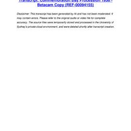 Commemoration Day Procession 1936 - Betacam Copy - Transcript