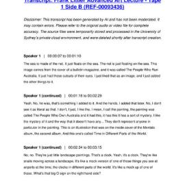 Frank Littler Advanced Art Lecture - Tape 1 Side B - Transcript