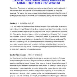 David Hegarty Ecology Advanced Art Lecture - Tape 1 Side B - Transcript