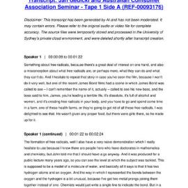 Jan Gebicki and Australian Consumer Association Seminar - Tape 1 Side A - Transcript