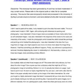 Bette Mifsud Lecture - Tape 1 Side B - Transcript