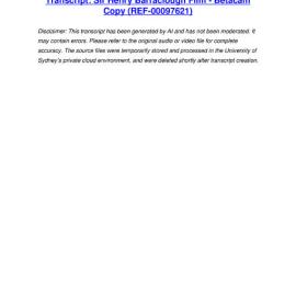 Sir Henry Barraclough Film - Betacam Copy - Transcript