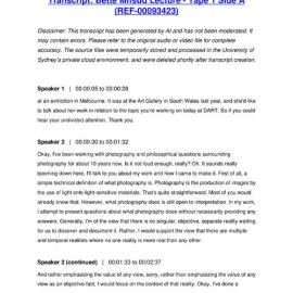 Bette Mifsud Lecture - Tape 1 Side A - Transcript