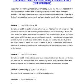 Learn a French Song 2 - Side 2, Part 2 - Transcript