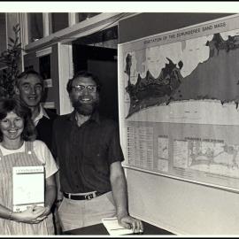 Belinda Pellow, Peter Myerscough and Roger Carolin with Map of Myall Lakes