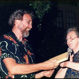 Helen Hewson Presenting Roger Carolin with a Gift at his Farewell