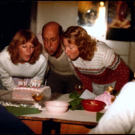 Peter Valder, Robyne Byatt and Wendy Chalder at their Shared Birthday Party