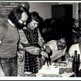 Alan Davies, Jan Jacobs and Bill Sansom Cut the Cake
