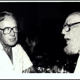 Charles Birch and Professor Smith-White at the Biological Sciences Christmas Party